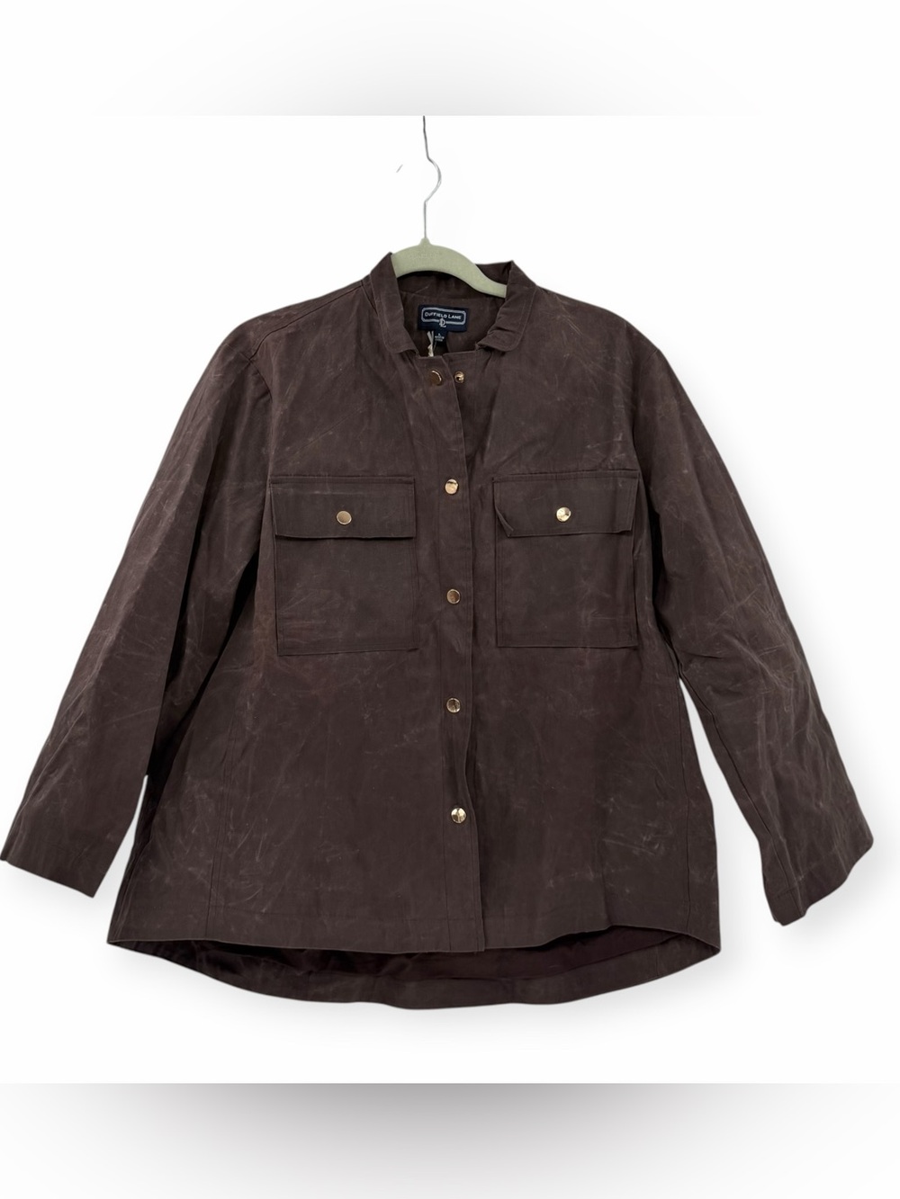 NEW Duffield Lane Courtney Jacket In Chocolate Brown Gold Hardware Cotton Size L